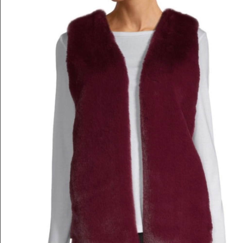 Burgundy Fur Vest - Liz Claiborne